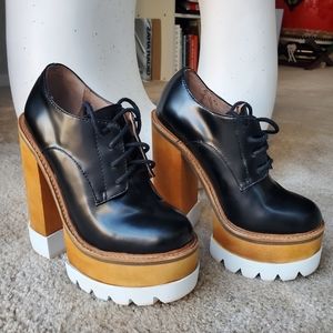 Jeffrey Campbell Black Brown White Boots, size 6